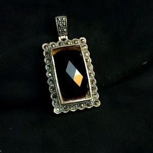 Sterling Silver Marcasite and Smoky Topaz Pendant